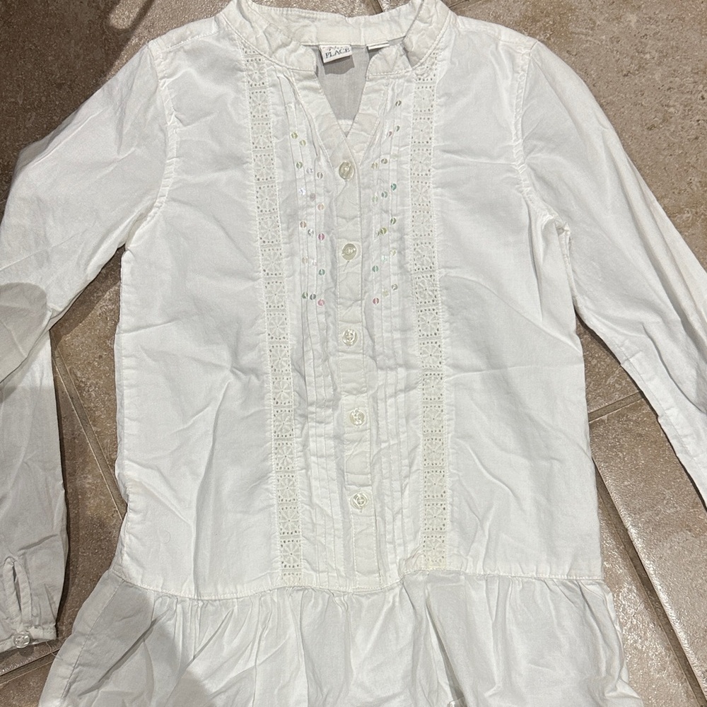 1989 Place White Kids Blouse with Embroidery